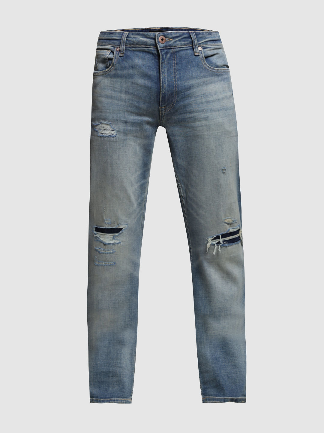 BLUE LOW RISE CLARK REGULAR FIT JEANS