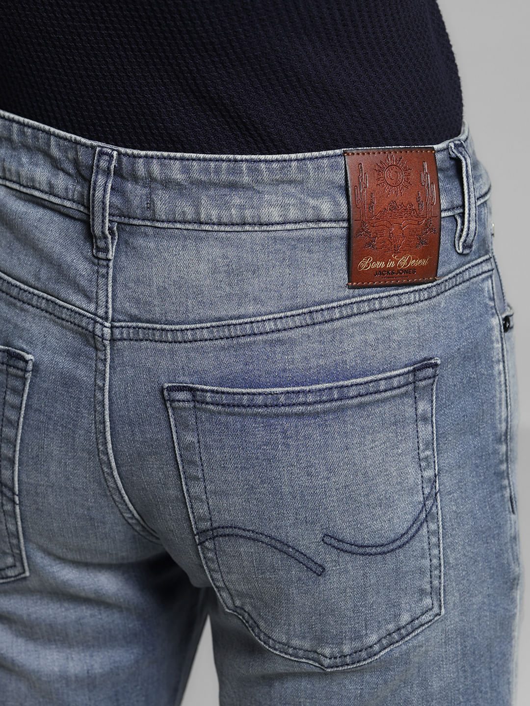 Blue Mid Rise Clark Regular Fit Jeans