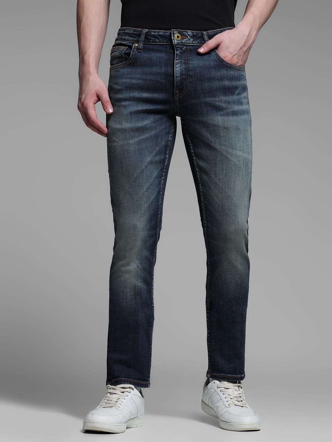 BLUE LOW RISE GLENN SLIM FIT JEANS