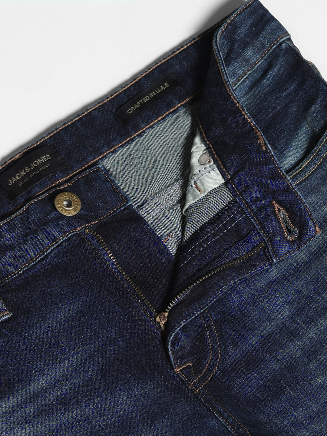 Dark Blue Distressed Glenn Slim Fit Jeans