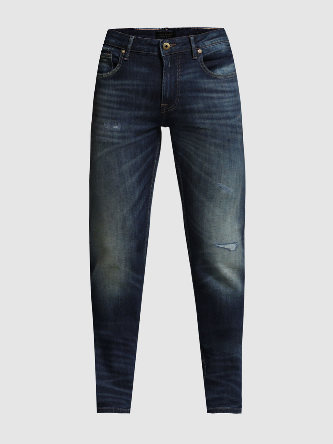 Dark Blue Distressed Glenn Slim Fit Jeans