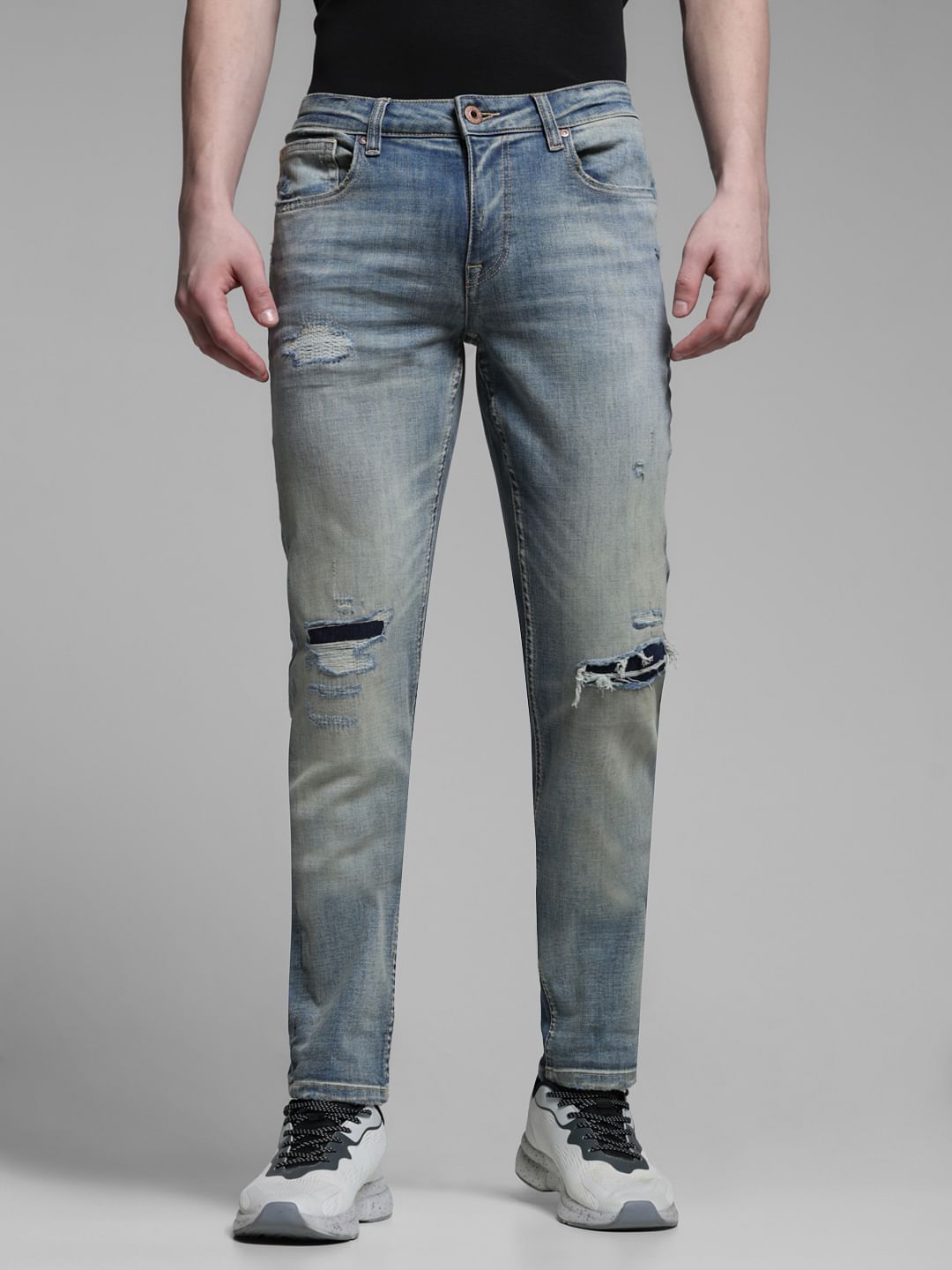BLUE LOW RISE GLENN SLIM FIT JEANS