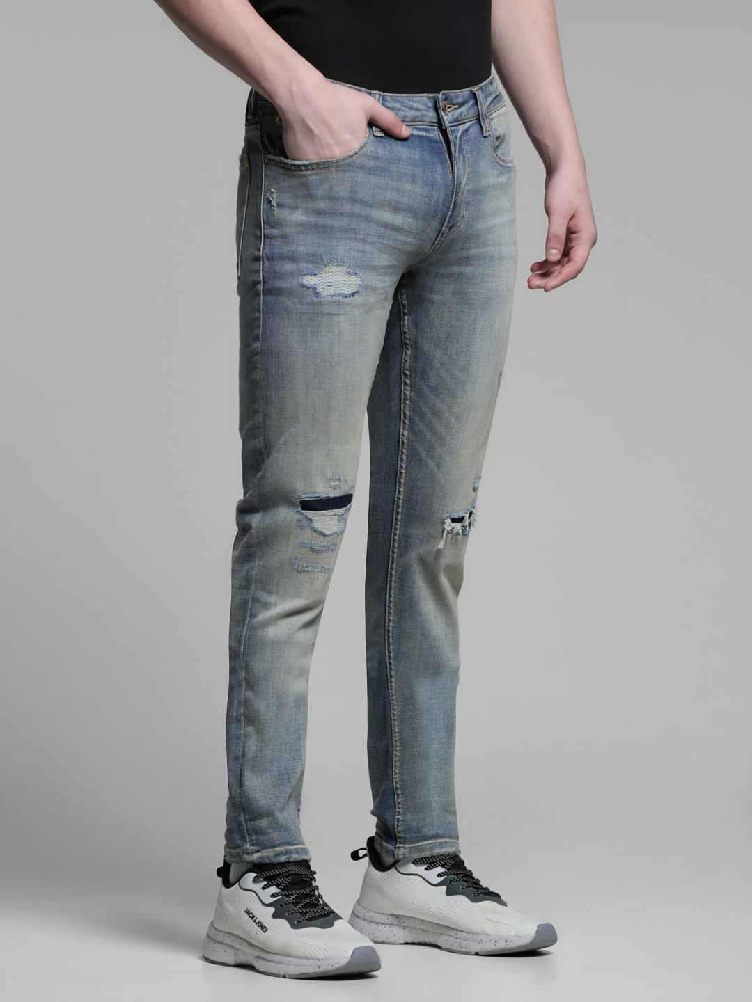 BLUE LOW RISE GLENN SLIM FIT JEANS