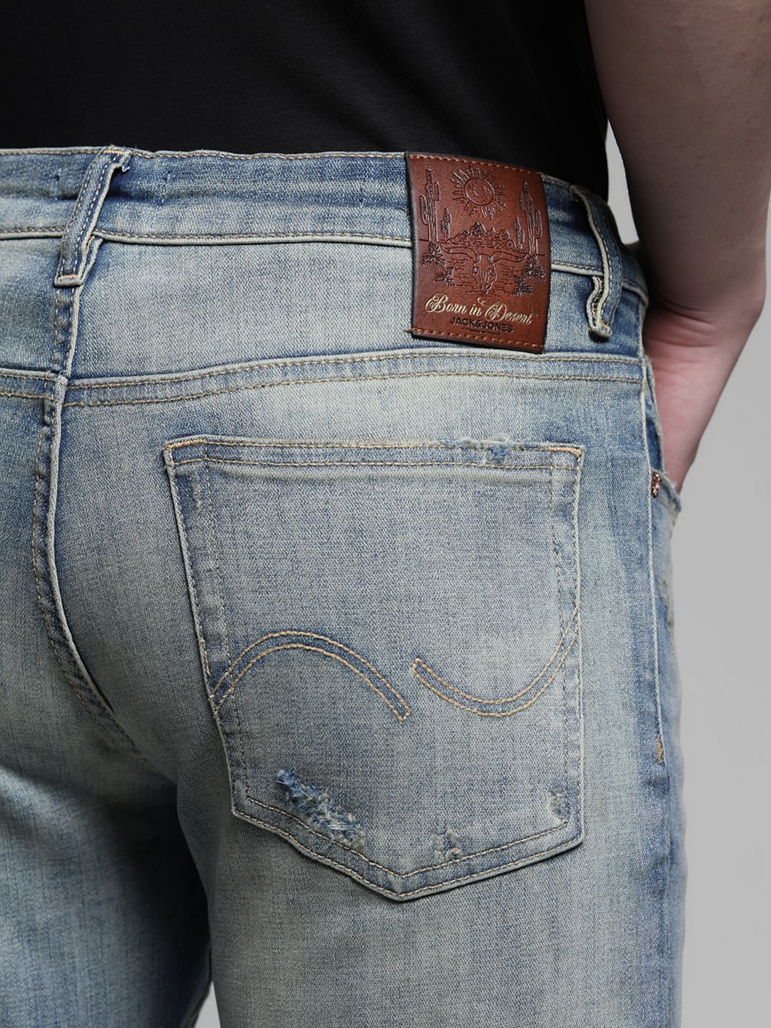 BLUE LOW RISE GLENN SLIM FIT JEANS