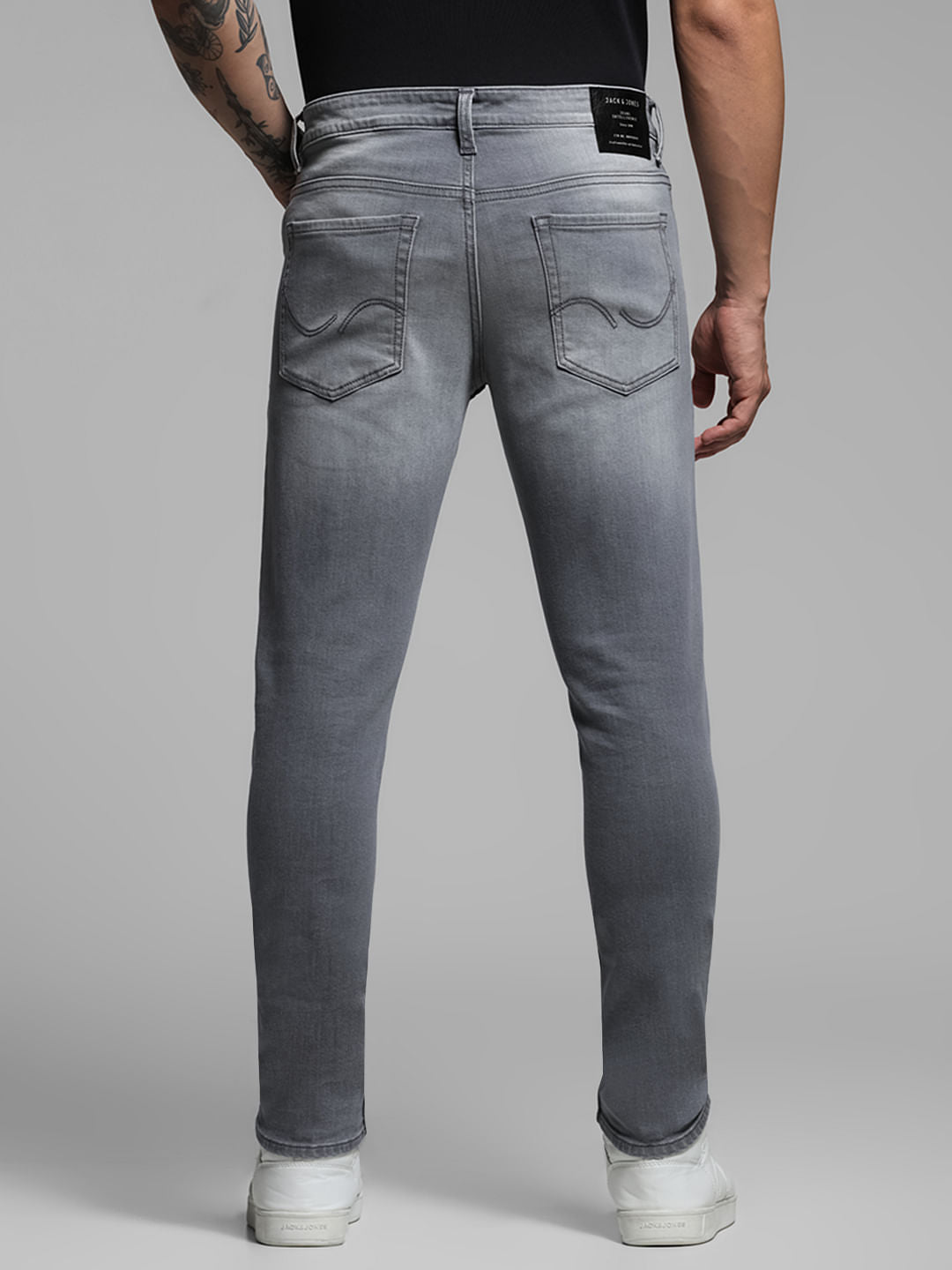 Grey Mid Rise Brak Slim Fit