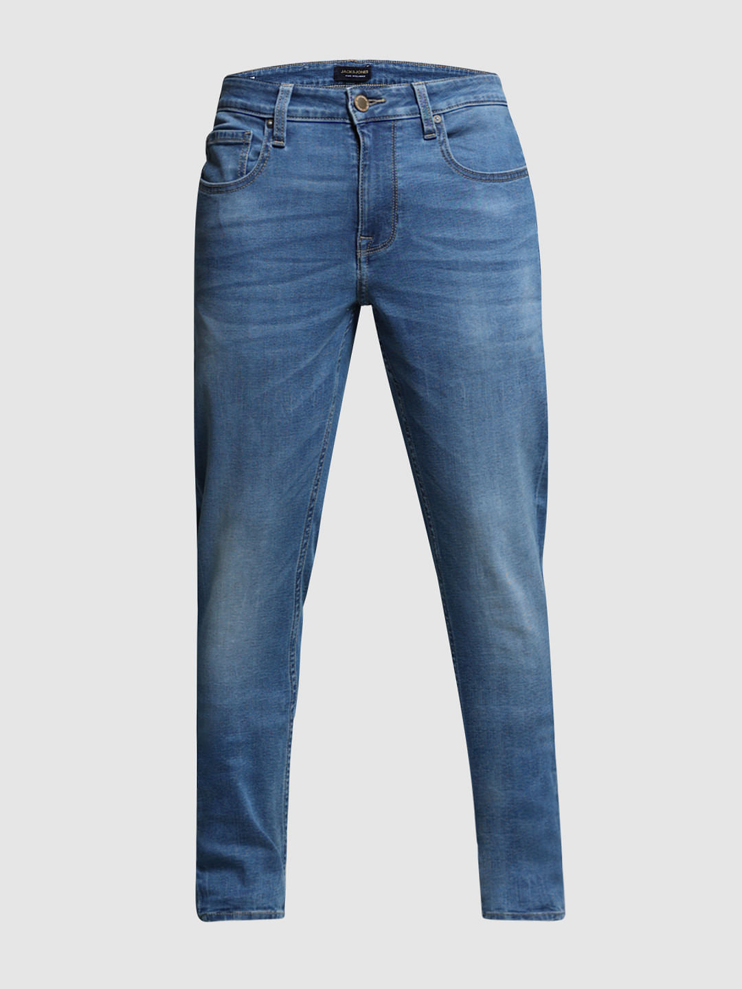 Light Blue Mid Rise Washed Brak Slim Fit Jeans