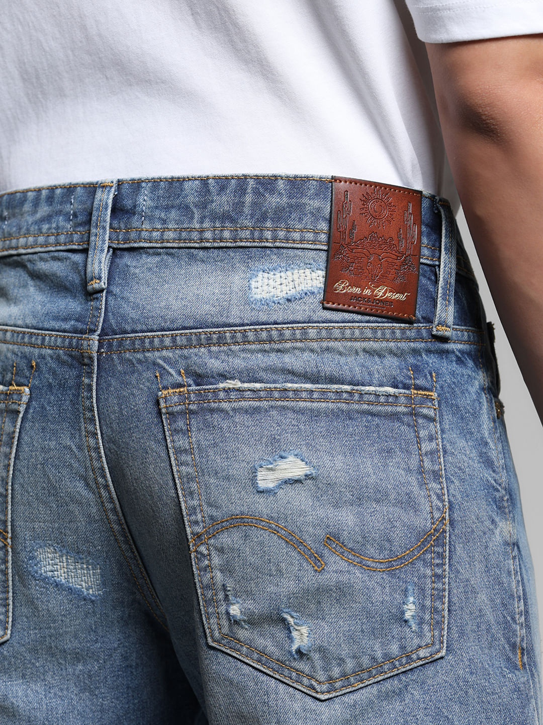 Blue Distressed Clark Regular Fit Jeans