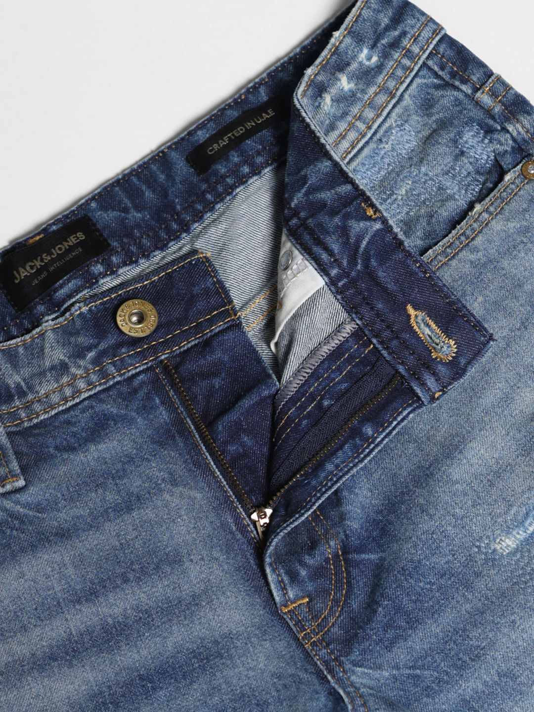 Blue Distressed Clark Regular Fit Jeans