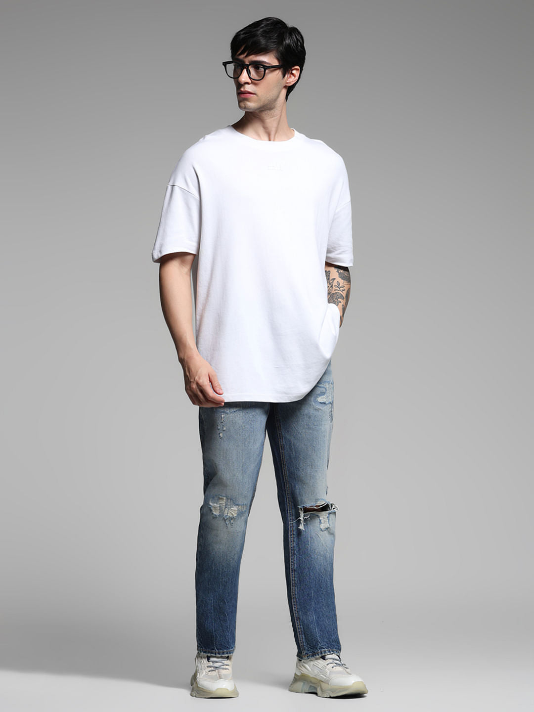 Blue Distressed Clark Regular Fit Jeans
