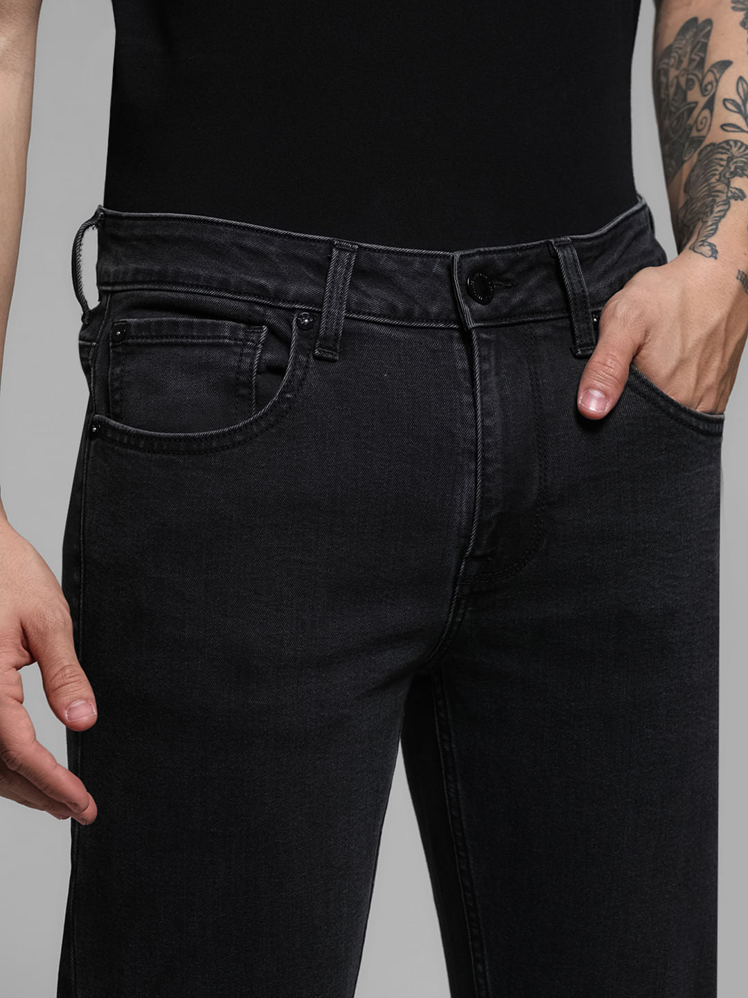 Black Low Rise Glenn Slim Fit Jeans