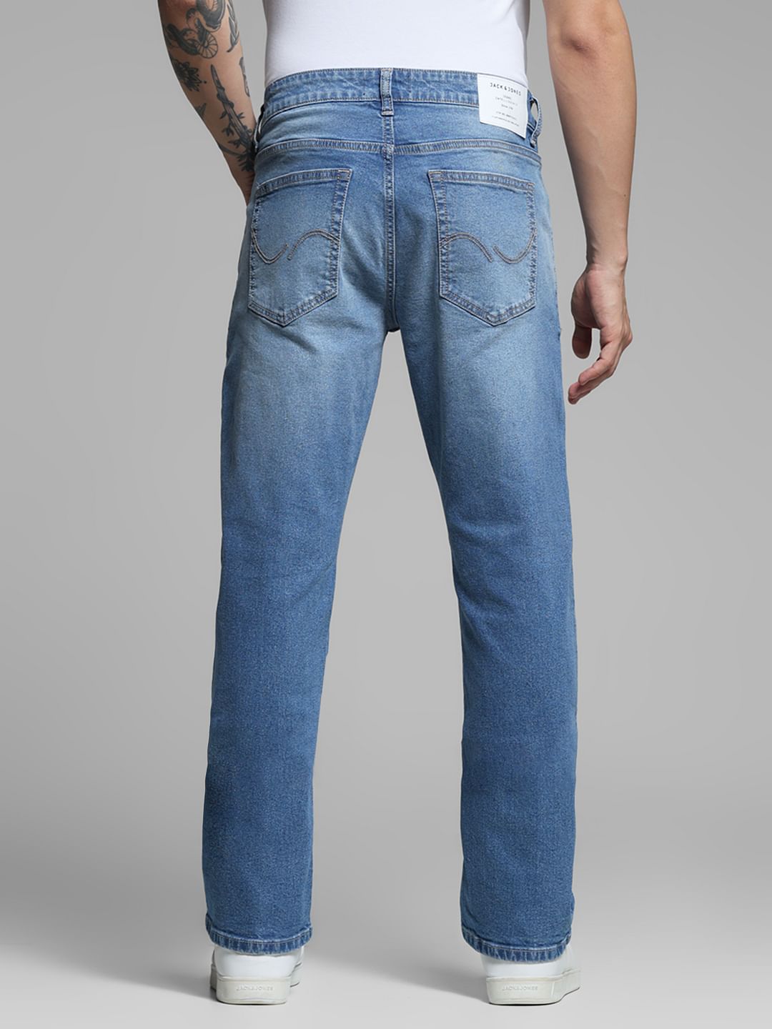 Light Blue Mid Rise Washed Regular Fit Jeans