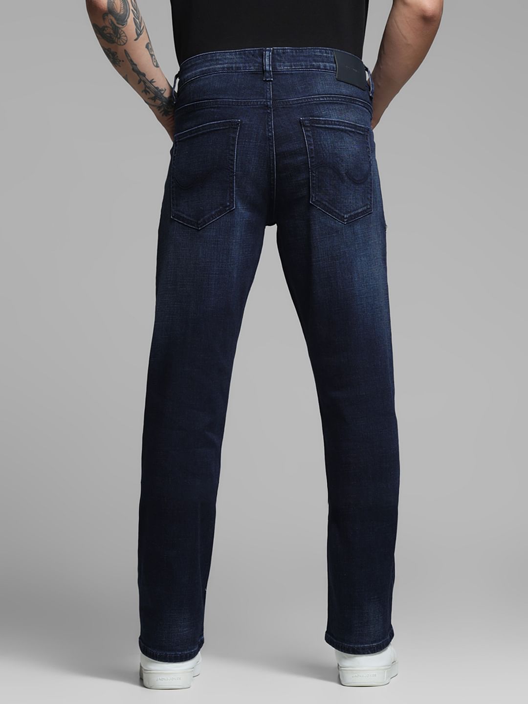 Dark Blue Mid Rise Clark Regular Fit Jeans
