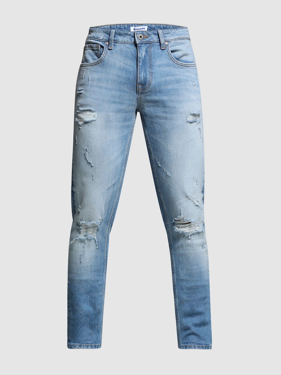 Light Blue Distressed Glenn Slim Fit Jeans