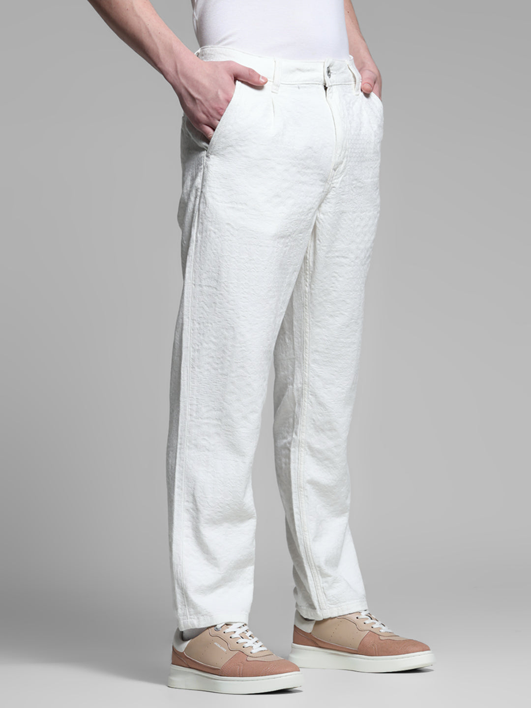 White Low Rise Ace Anti Fit Jeans