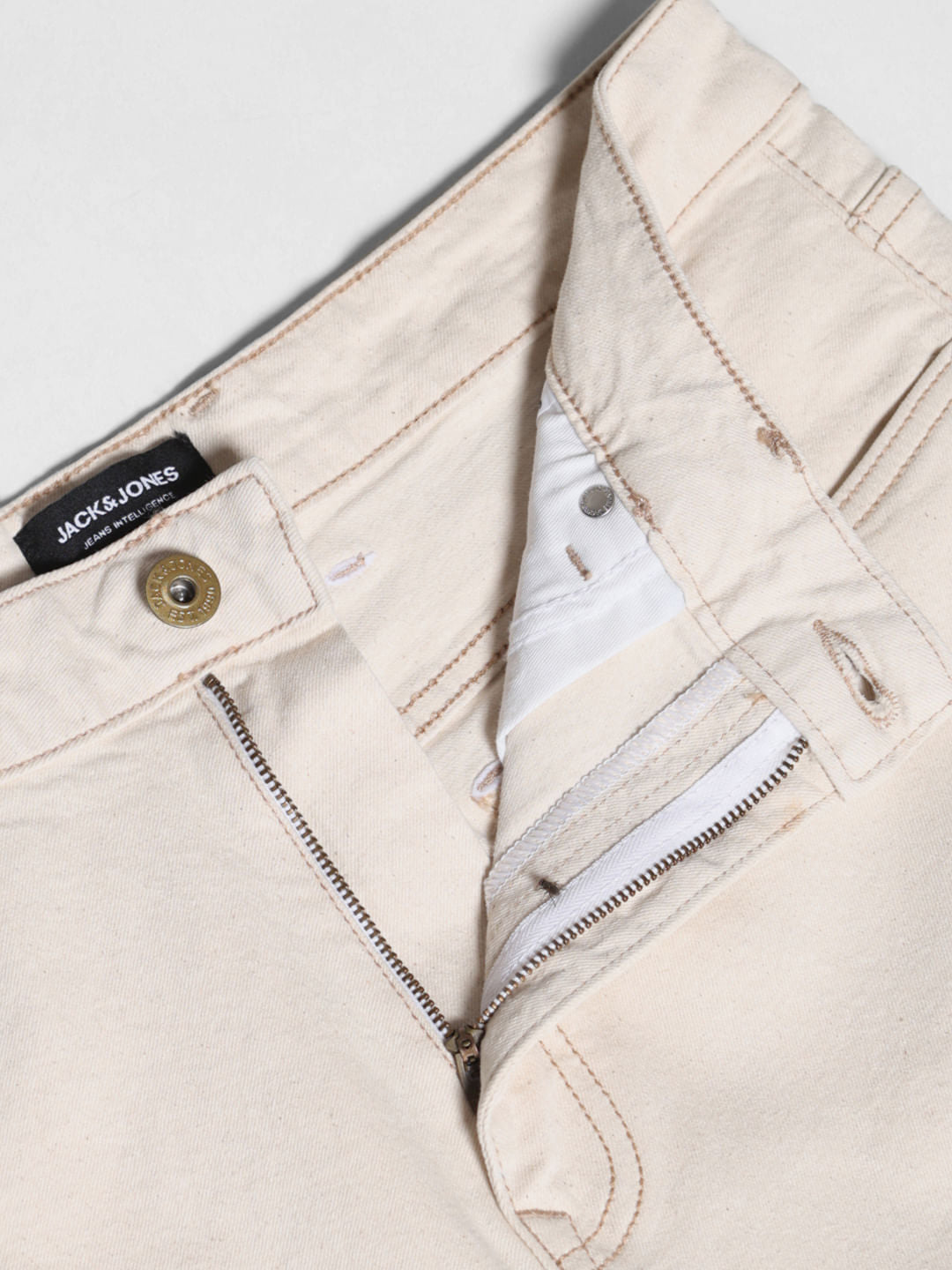 Beige High Rise Dario Loose Fit Jeans