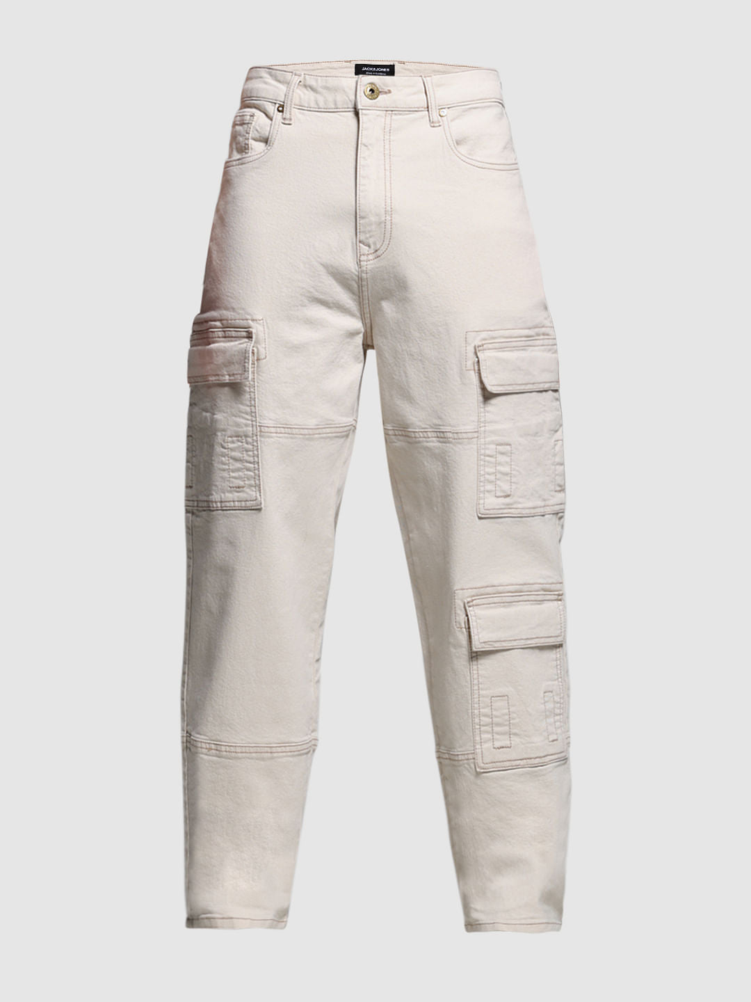 Beige High Rise Dario Loose Fit Jeans