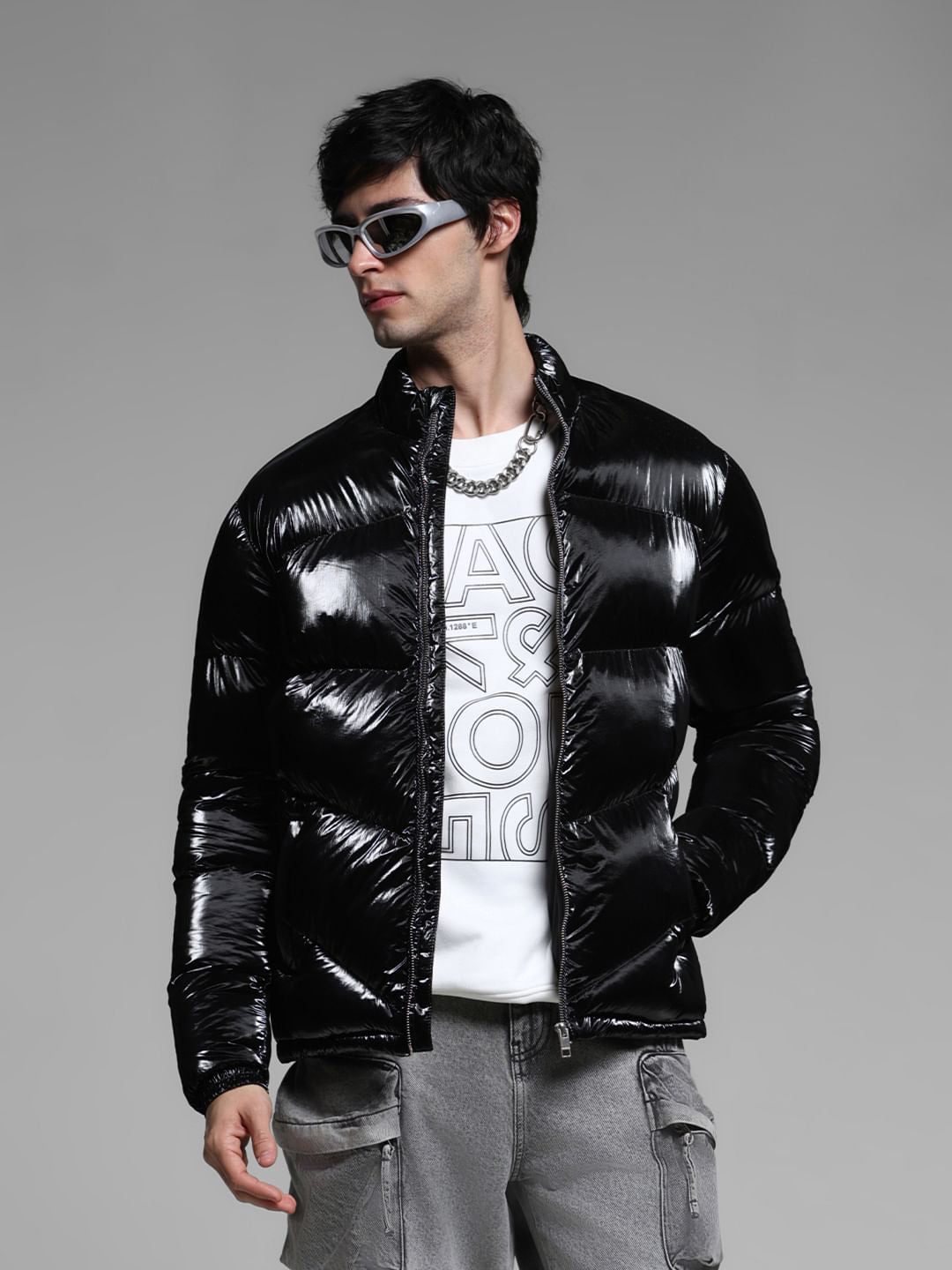 Black High Neck Puffer Jacket