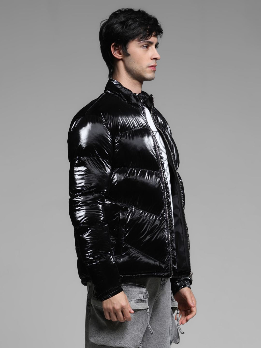 Black High Neck Puffer Jacket