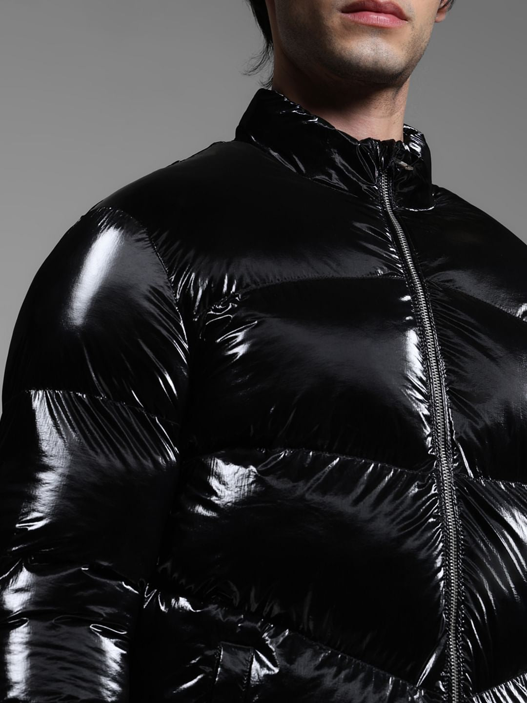 Black High Neck Puffer Jacket