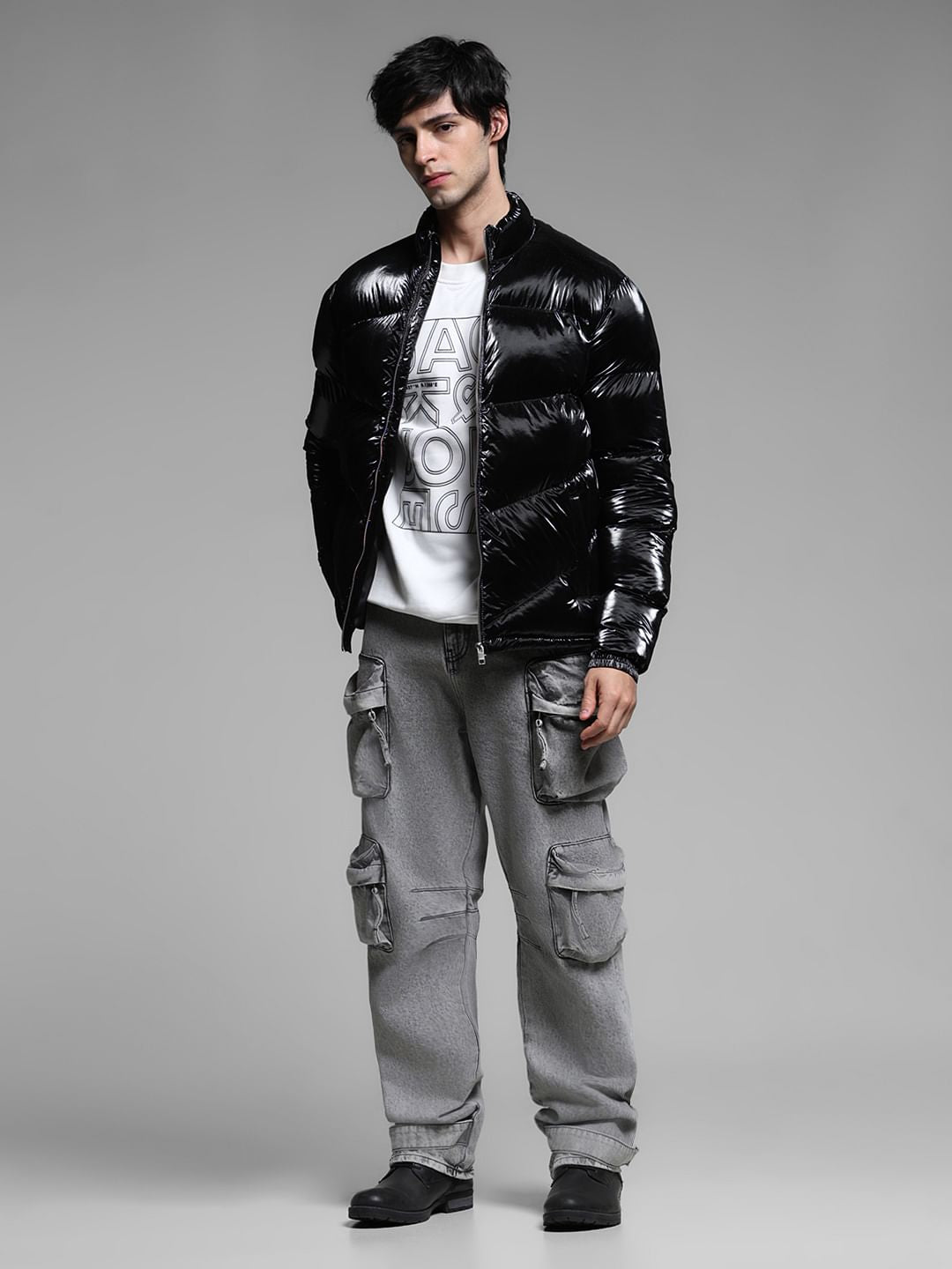 Black High Neck Puffer Jacket