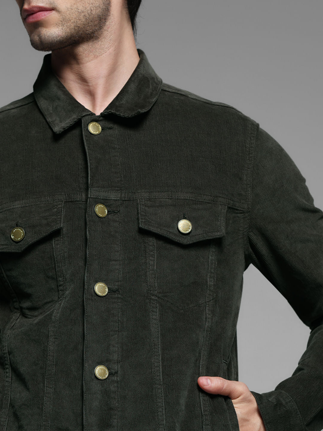 Olive Corduroy Co-ord Set Jacket