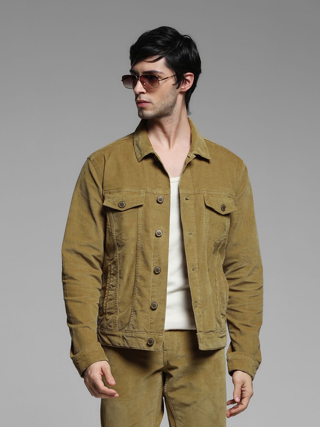 Beige Corduroy Co-ord Set Jacket