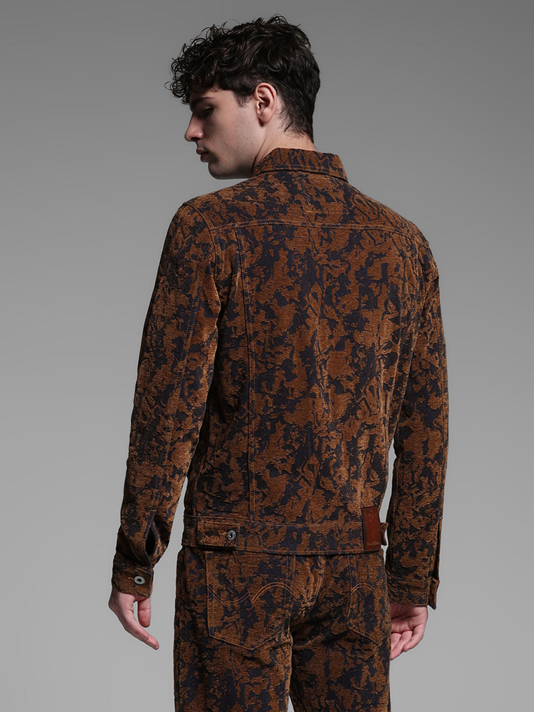 Bronze Brown Abstract Print Co-ord Set Jacket