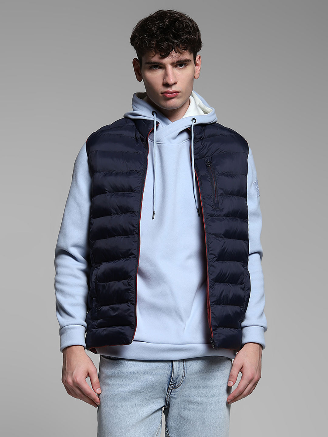 Navy Blue Reversible Puffer Vest Jacket