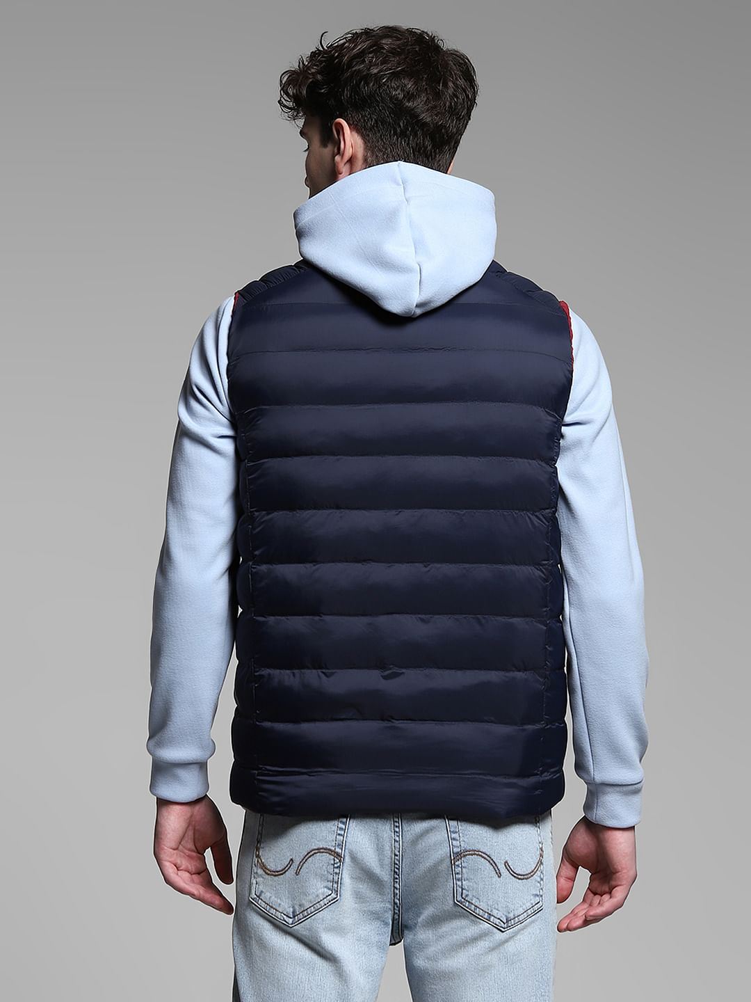 Navy Blue Reversible Puffer Vest Jacket