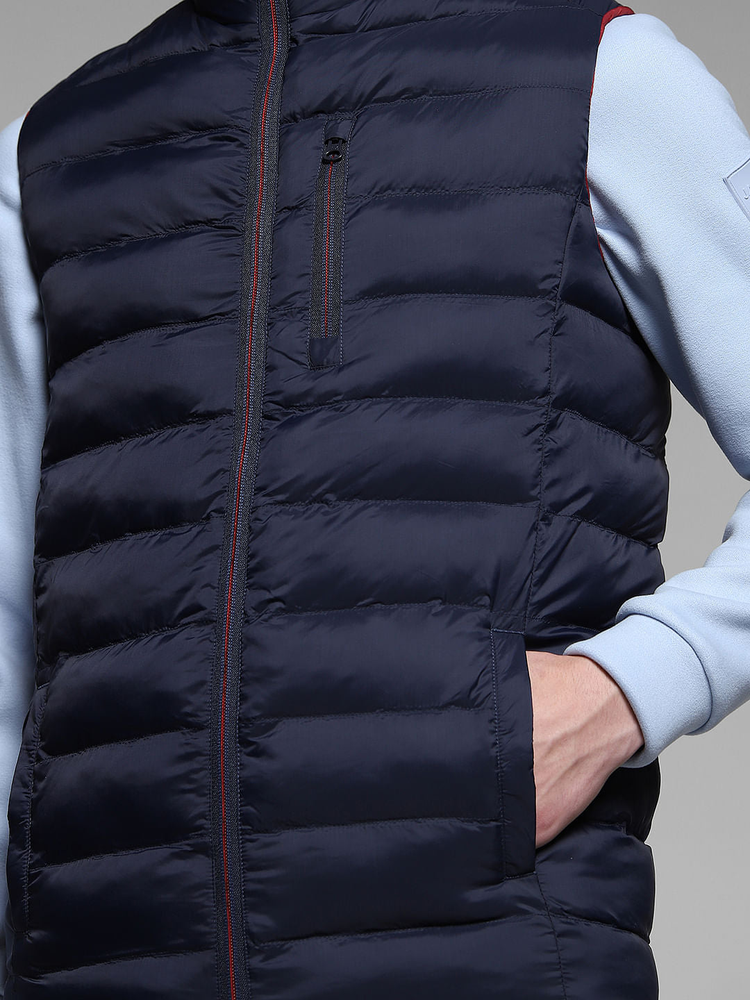 Navy Blue Reversible Puffer Vest Jacket