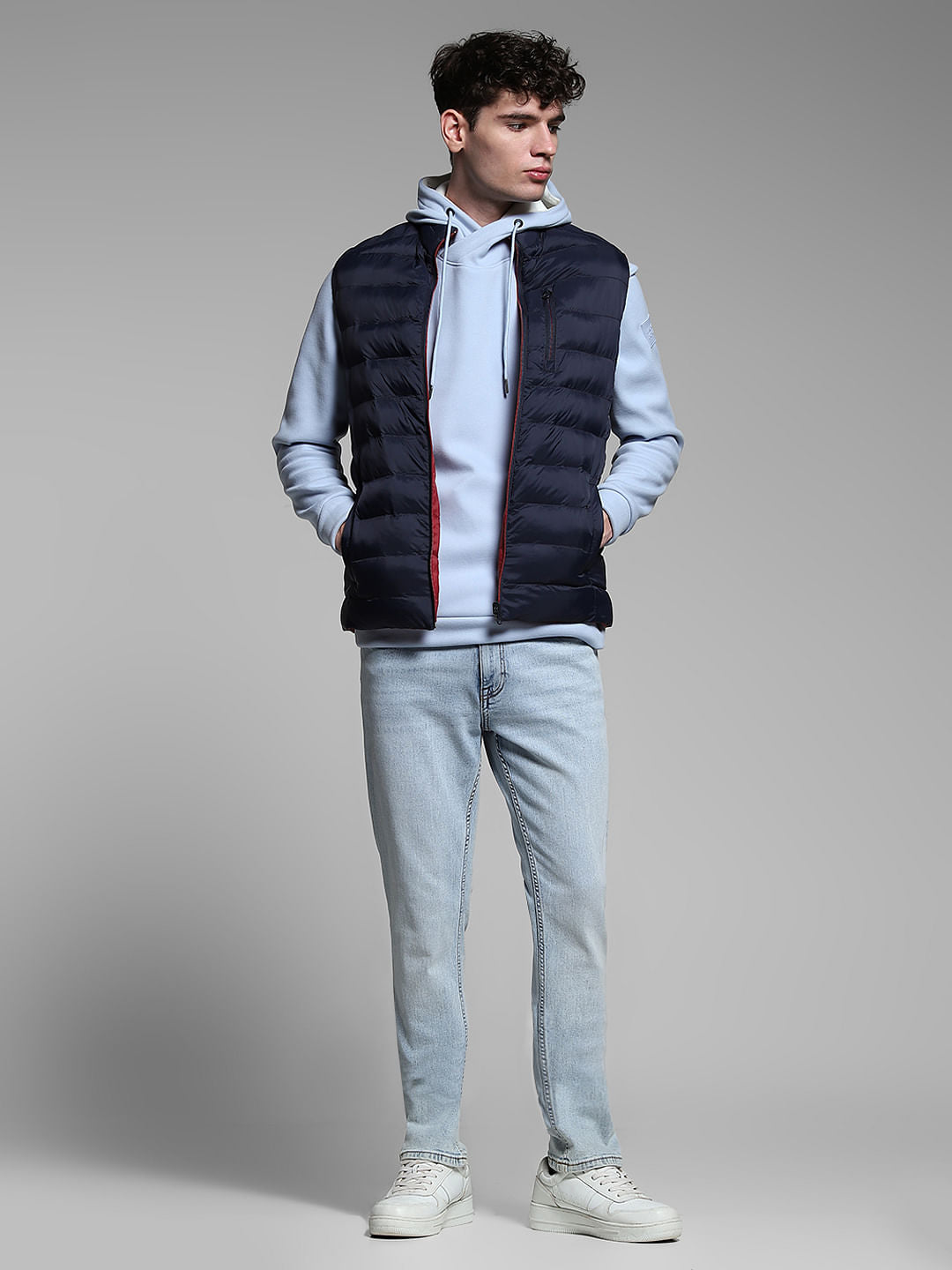 Navy Blue Reversible Puffer Vest Jacket