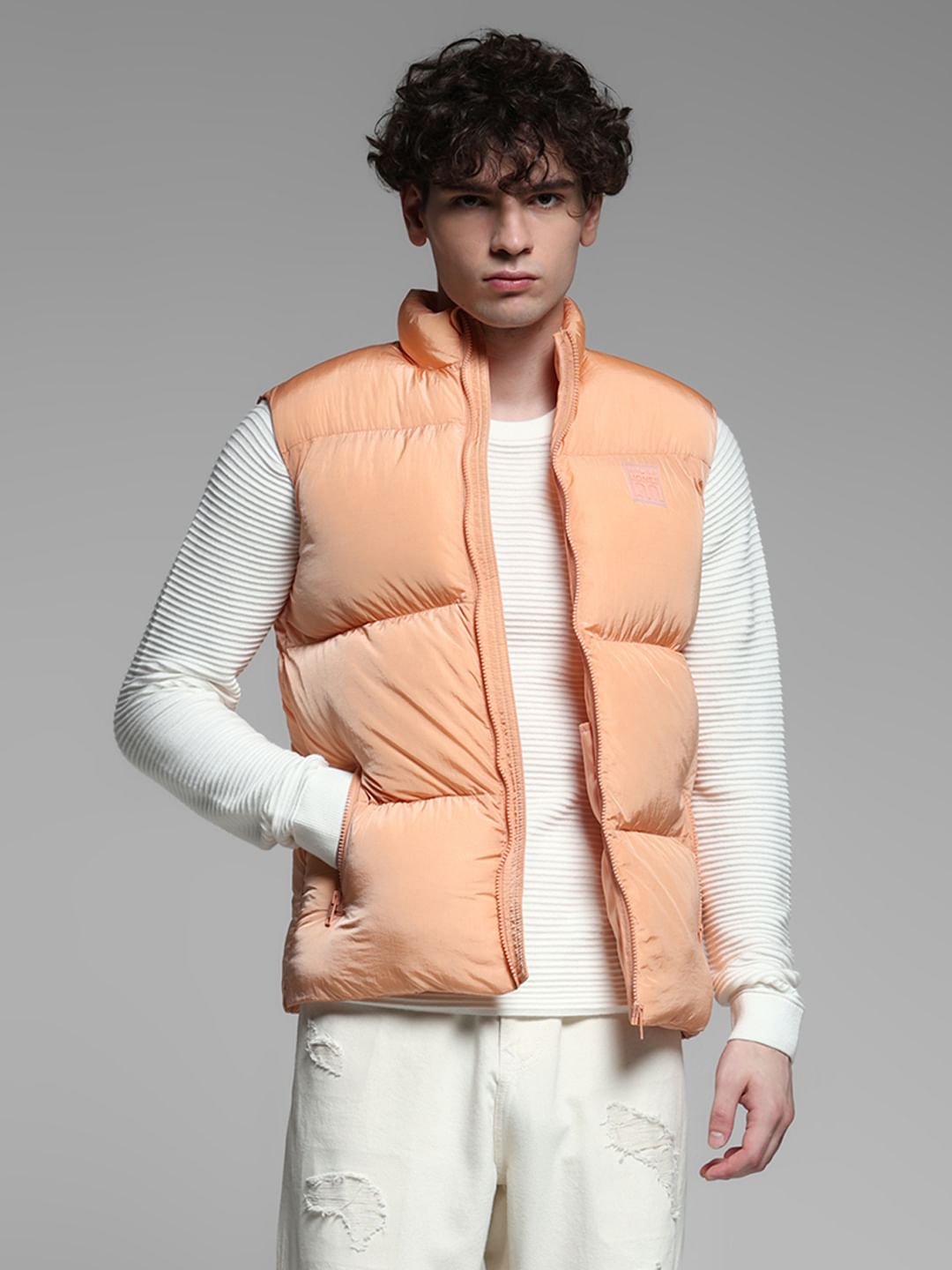 Peach Sleeveless Puffer Jacket