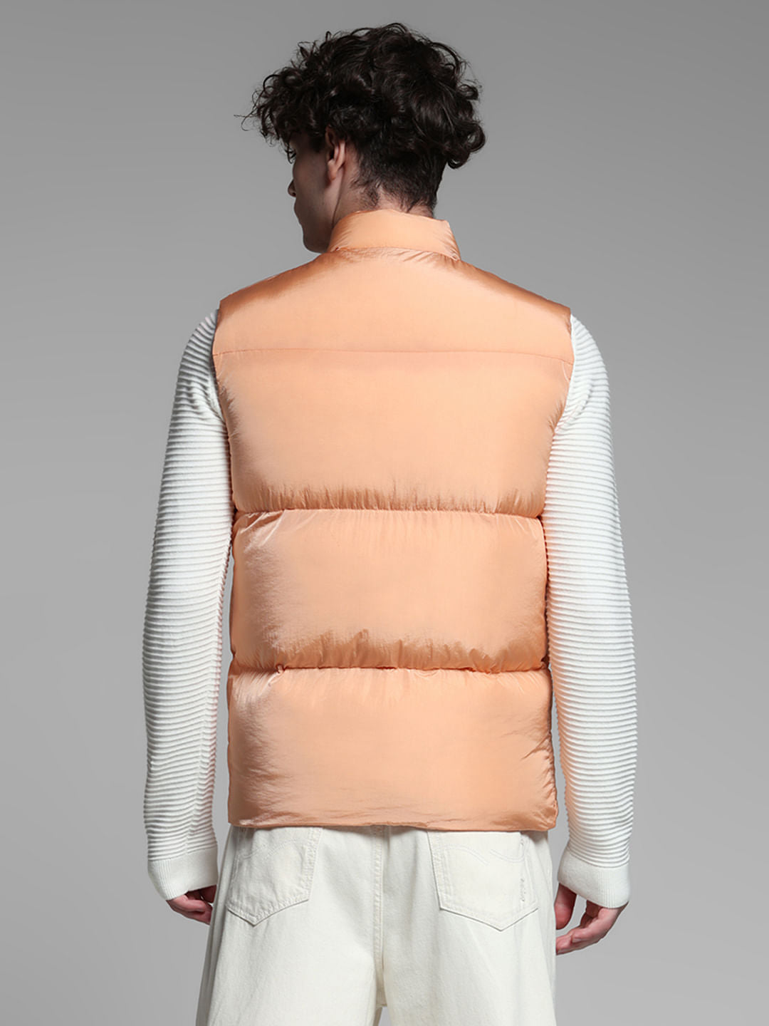 Peach Sleeveless Puffer Jacket