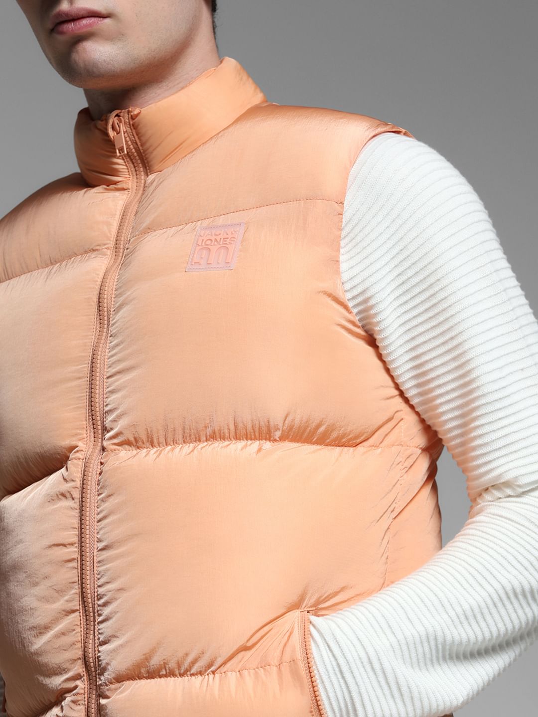 Peach Sleeveless Puffer Jacket