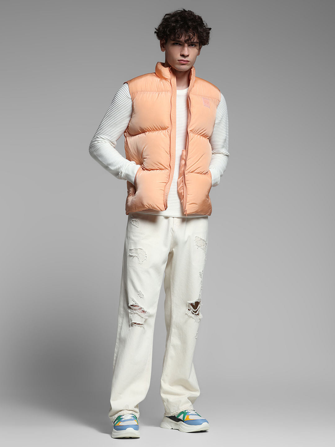 Peach Sleeveless Puffer Jacket