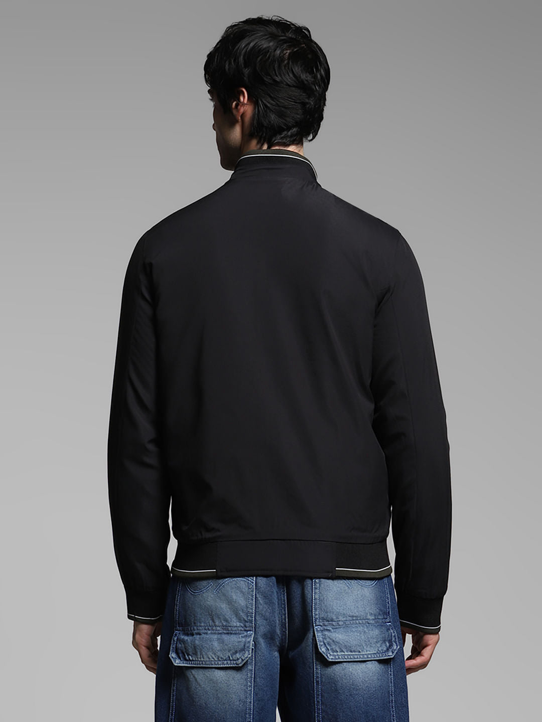 Black Reversible High Neck Jacket
