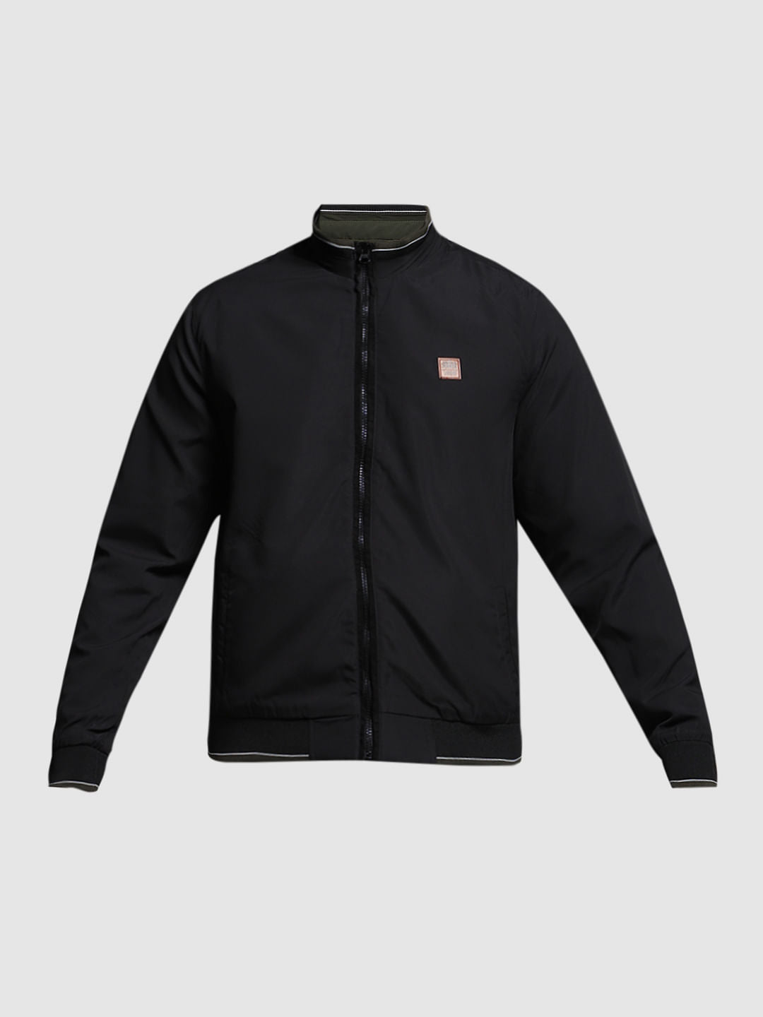 Black Reversible High Neck Jacket
