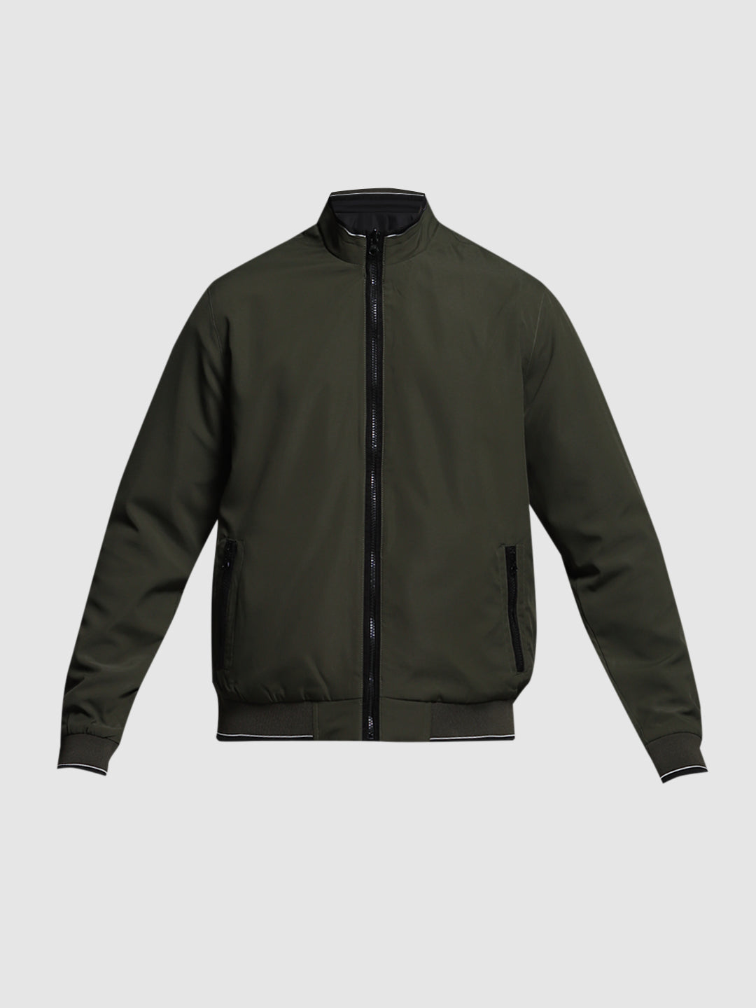 Men's Reversible Bomber Jacket In Forest Green With Zip Front