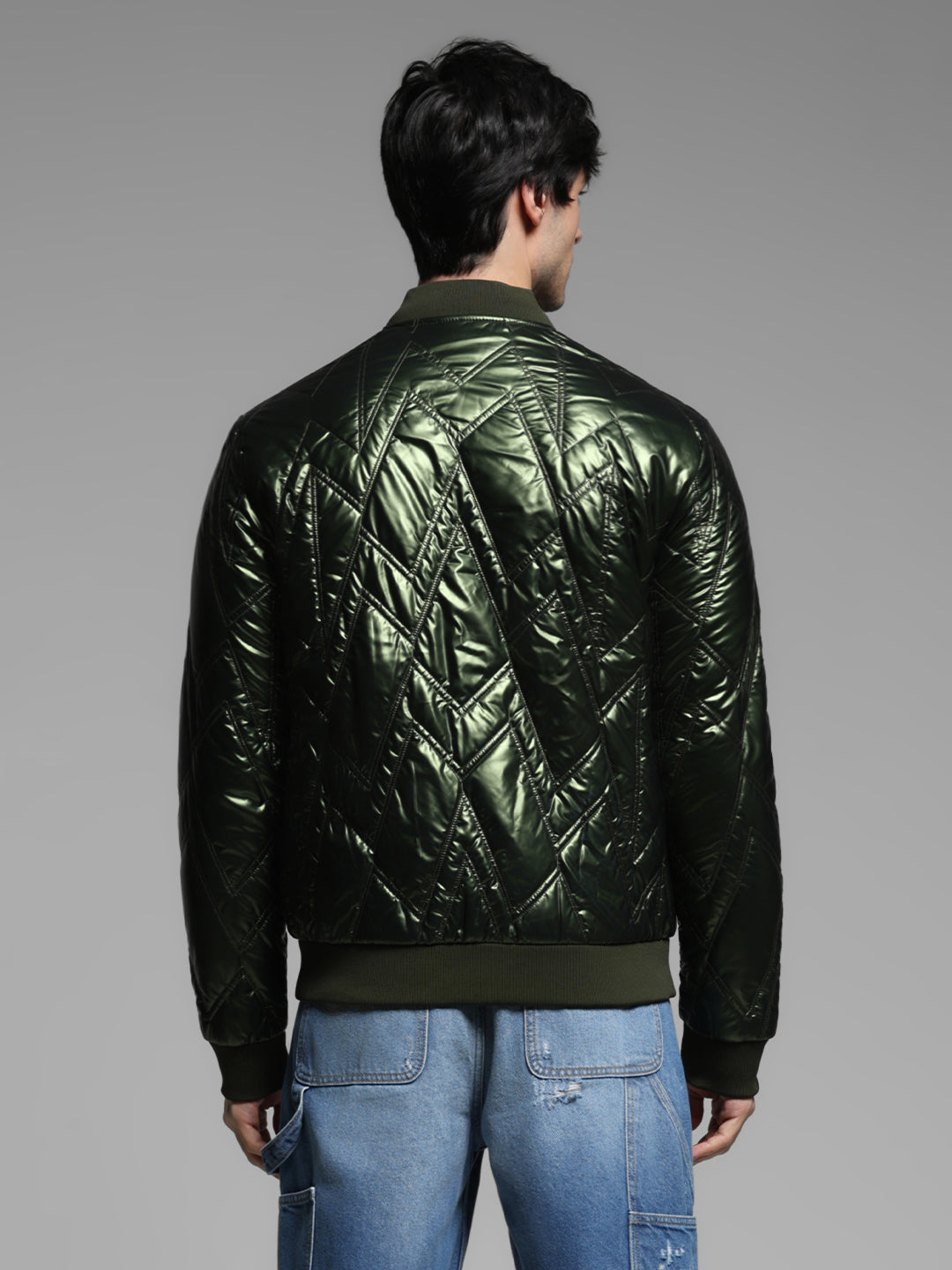 Metallic Quilted Bomber Jacket