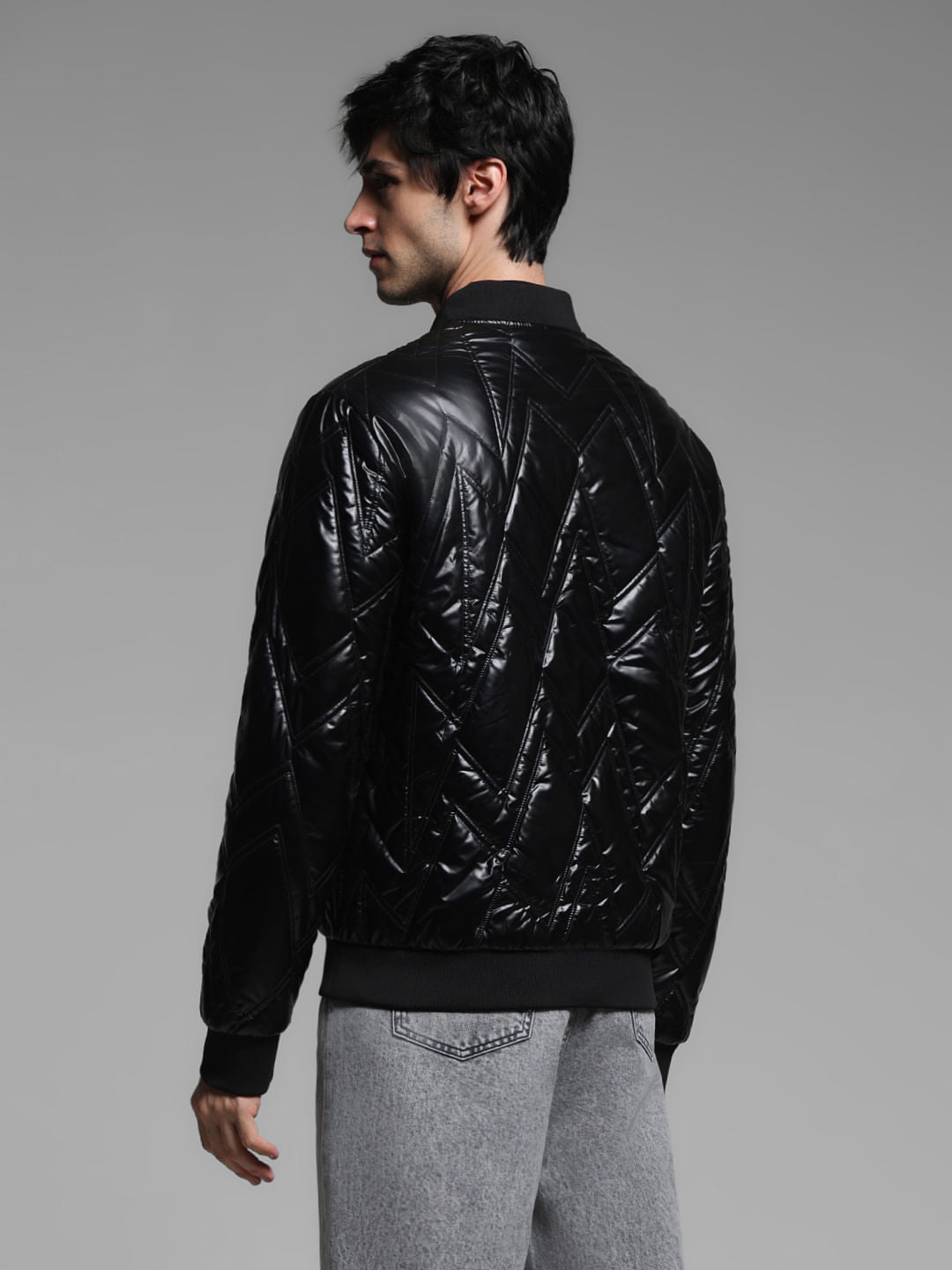Black Zipped Puffer Jacket