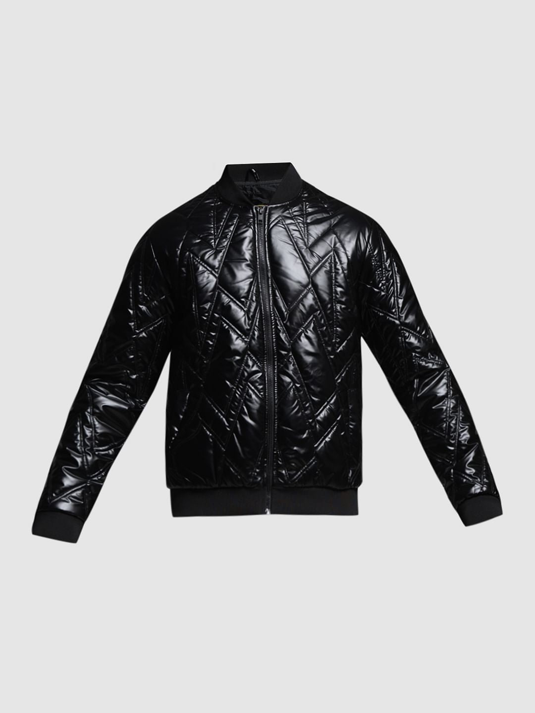 Black Zipped Puffer Jacket