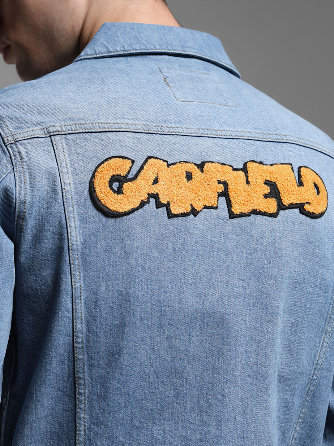 JACK&JONES X GARFIELD Blue Printed Denim Trucker Jacket