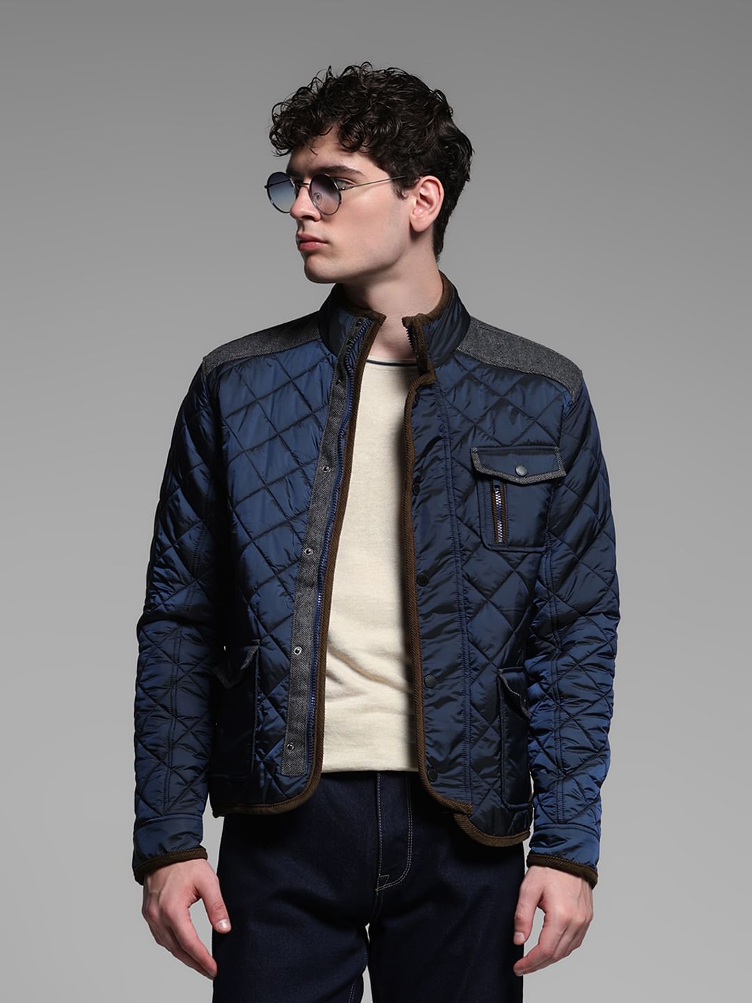 BLUE HIGH NECK JACKET