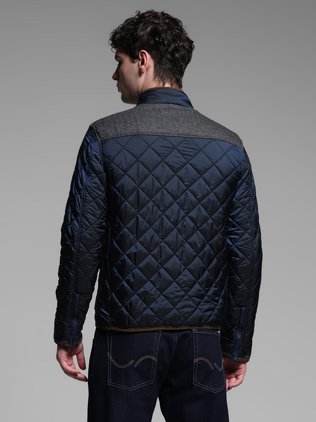 BLUE HIGH NECK JACKET