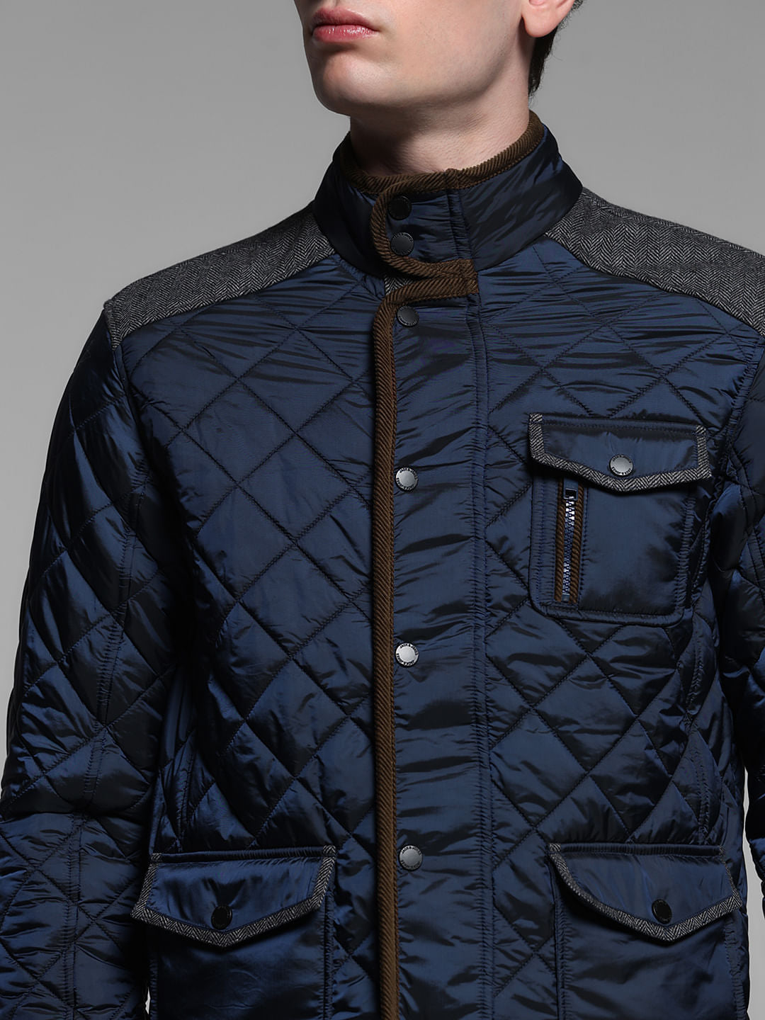 BLUE HIGH NECK JACKET