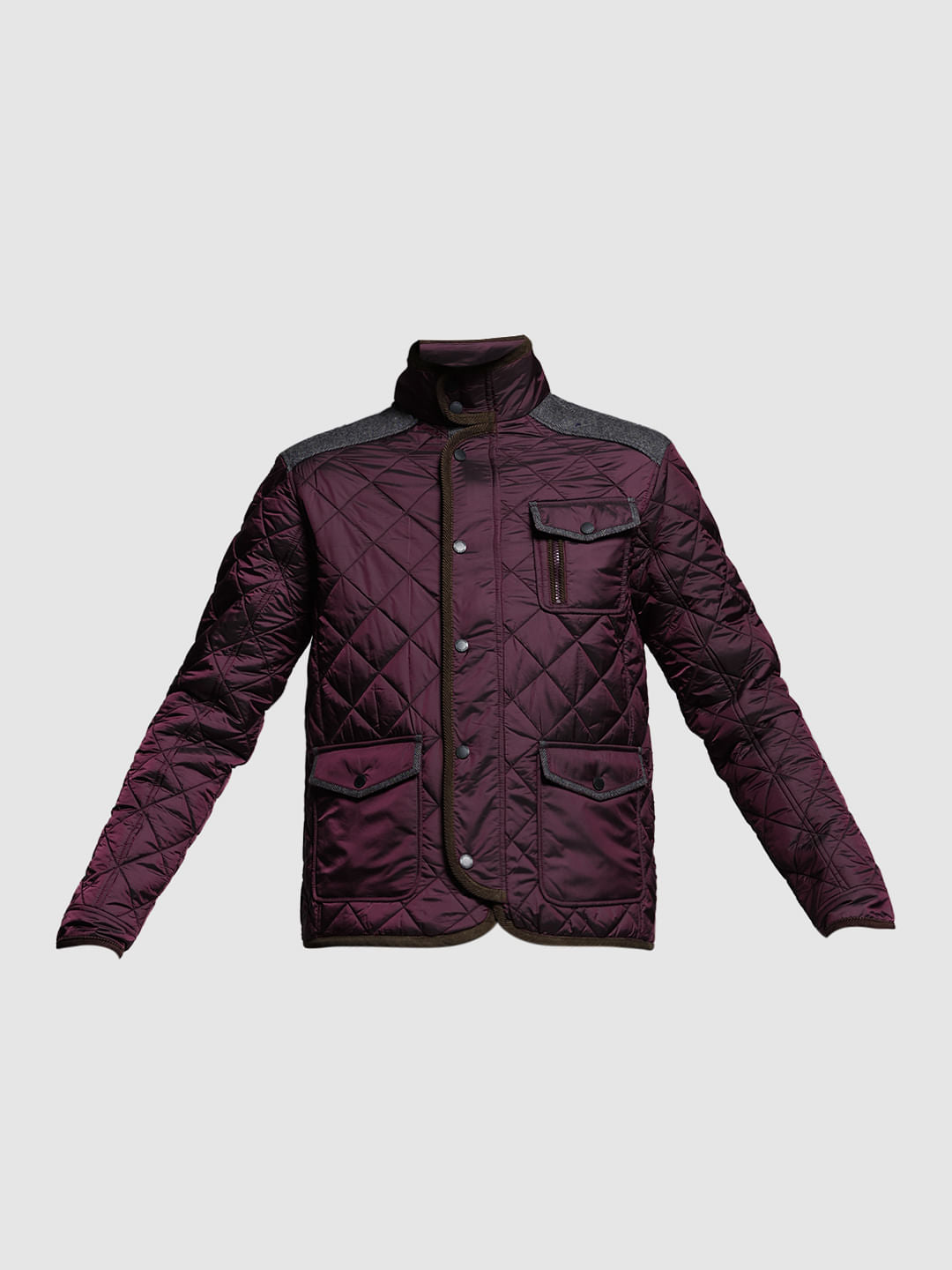 RED WOVEN HIGH NECK JACKET