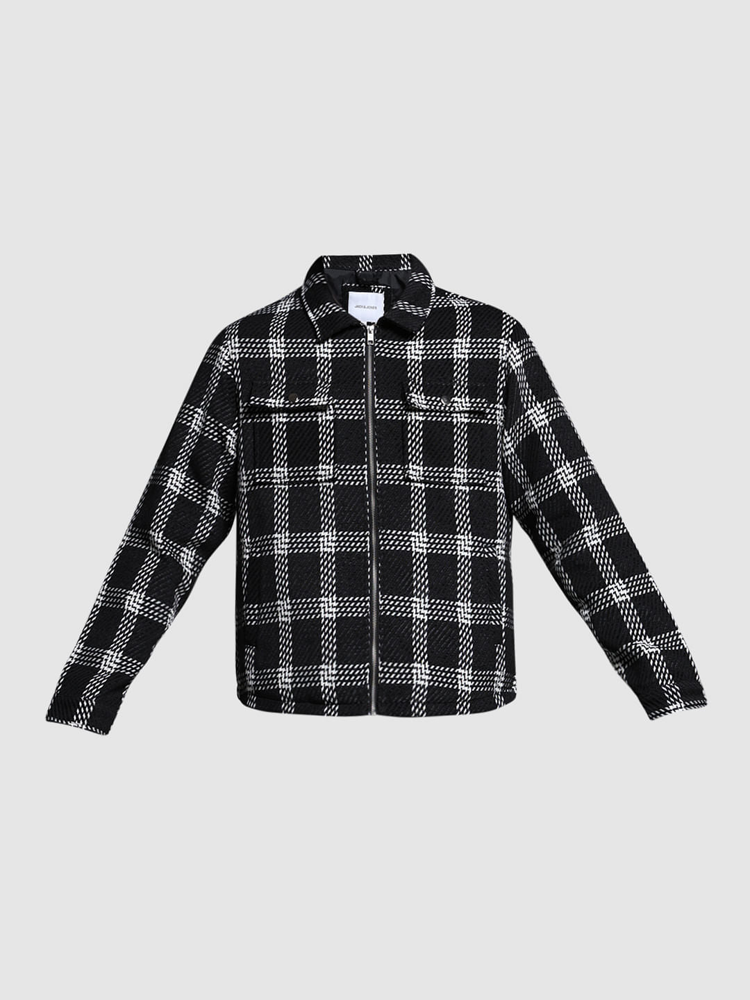 DARK BLUE CHECK PRINT JACKET