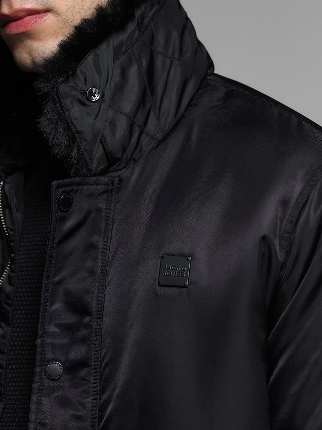 Black Fur Trim Puffer Jacket