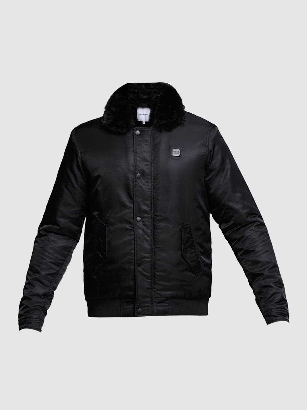 Black Fur Trim Puffer Jacket