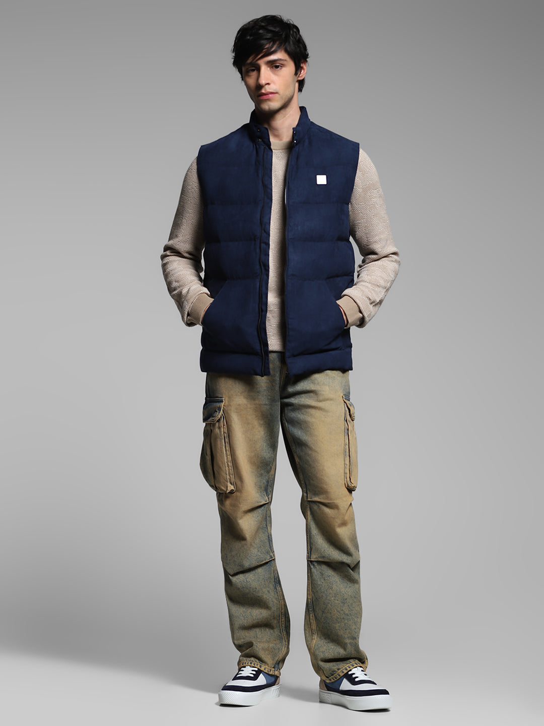Suede-Effect Puffer Vest Jacket